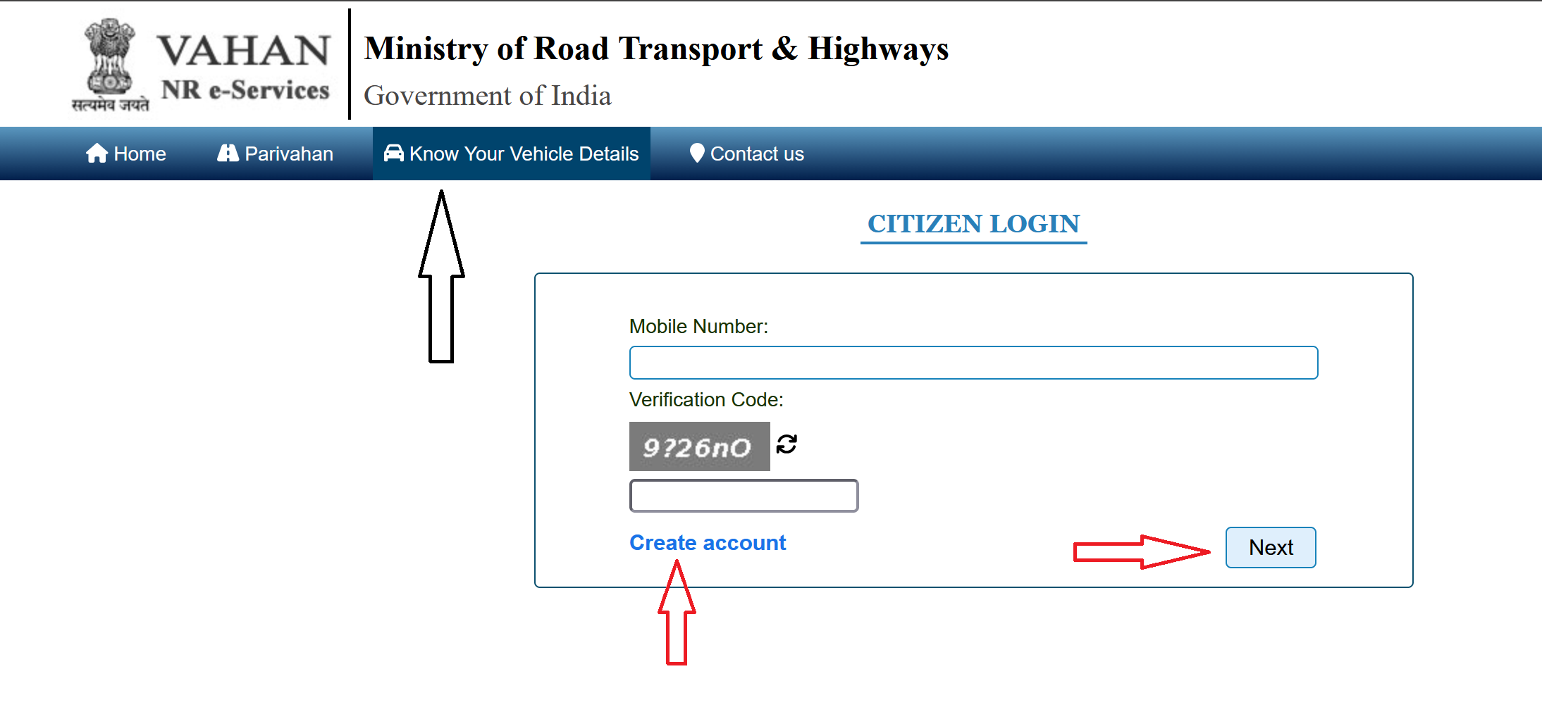 Know Vehicle Detail Vahan Portal